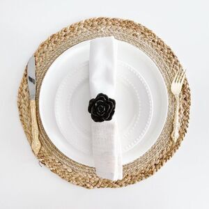 Elegant Rose Napkin Rings – Glitter Black Handmade - Wedding Party Event Planner